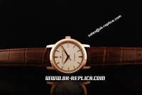 Vacheron Constantin Patrimony Swiss ETA 2892 Automatic Movement Rose Gold Case with White Dial and Brown Leather Strap