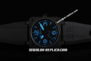 Bell & Ross 01-92 Automatic PVD Case with Black Grid Dial and Blue Marking-Rubber Strap