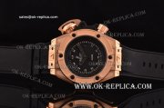 Hublot King Power Oceanographic 4000 Swiss ETA 2836 Automatic Rose Gold Case with Black Dial and Black Rubber Strap - Stick Markers