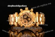 Invicta Orignial Excursion Chrono Swiss Ronda 5040 D Quartz Full Yellow Gold with Skeleton Dial and Dot Markers