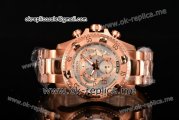 Invicta Orignial Excursion Chrono Swiss Ronda 5040 D Quartz Full Rose Gold with Silver Dial and Arabic Numeral Markers
