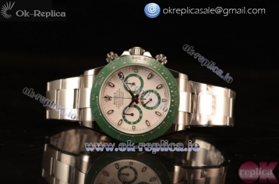 Rolex Daytona Swiss Valjoux 7750 Automatic Chrono 316L Steel Case with White Dial Stick Markers and Steel Bracelet Ceramic Bezel(BP)