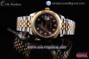 Rolex Datejust II Clone Rolex 3135 Automatic Yellow Gold/Steel Case with Brown Dial Diamonds Markers and Two Tone Bracelet (BP)