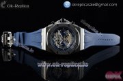 Audemars Piguet Royal Oak Offshore Tourbillon Chronograph Miyota Quartz Steel Case with Skeleton Dial Stick Markers and Blue Rubber Strap