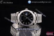 Rolex Day-Date Swiss ETA 2836 Automatic Steel Case with Black Dial Stick Markers and Stainless Steel Bracelet (BP)