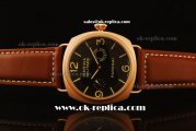 Panerai Radiomir Composite Marina Miltare Swiss ETA 6497 Manual Winding Rose Gold Case with Black Dial and Brown Leather Strap - Beige Markers