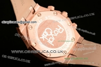 Audemars Piguet Royal Oak Chrono Miyota OS20 Quartz Rose Gold Case with White Dial and Black Leather Strap - 7750 Coating