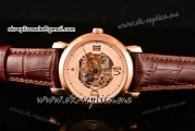 Vacheron Constantin Malte Asia Automatic Rose Gold Case with Beige Skeleton Dial Roman Numeral Markers and Brown Leather Strap