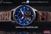 IWC Big Pilot Double Tourbillon Asia ST28 Automatic PVD Case with Blue Dial Stick/Arabic Numeral Markers and Brown Leather Strap (BP)