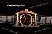 IWC Da-Vinci Chronograph Miyota Quartz Rose Gold Case with Black Dial Stick Markers and Black Leather Strap