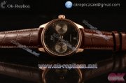 IWC Portuguese Automatic Clone IWC 52010 Automatic Rose Gold Case with Brown Dial Brown Leather Strap and Arabic Numeral Markers (AAAF)