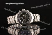 Omega Planet Ocean Chrono Miyota Quartz Steel Case with Black Dial Stick Markers and Black Bezel