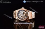 Audemars Piguet Royal Oak Skeleton Tourbillon Swiss Tourbillon Manual Winding Rose Gold Case with Skeleton Dial Dots Markers and Rose Gold Bracelet