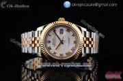 Rolex Datejust II Clone Rolex 3135 Automatic Yellow Gold/Steel Case with White Dial Roman Numeral Makrers and Two Tone Bracelet (BP)