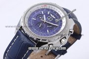 Breitling Bentley Big Date Automatic Movement Blue Dial with Honeycomb Bezel and Blue Leather Strap