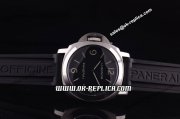 Panerai PAM 112 Lefty Luminor Base Swiss ETA 6497 Manual Winding Steel Case with Black Dial and Luminous Markers - Black Rubber Strap