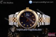 Rolex Datejust II Clone Rolex 3135 Automatic Yellow Gold/Steel Case with Blue Dial Diamonds Markers and Two Tone Bracelet (BP)