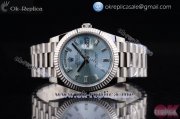 Rolex Day-Date Swiss ETA 2836 Automatic Steel Case with Blue Dial Stick Markers and Stainless Steel Bracelet (BP)