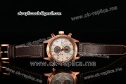 IWC Pilot's Watch Spitfire Chrono Miyota Quartz Rose Gold Case with White Dial Arabic Numeral Markers and Brown Leather Strap