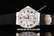 Ulysse Nardin Maxi Marine Automatic Movement Silver Case with White Dial and Black Rome Numeral Marker-Rubber Strap