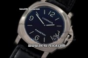 Panerai PAM 00112 Luminor Base Asian Unitas 6497 Manual Winding Movement Titanium Case with Black Dial and Black Leather Strap