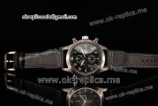 IWC Pilot's Watch Spitfire Chrono Miyota Quartz Steel Case with Black Dial Arabic Numeral Markers and Black Leather Strap
